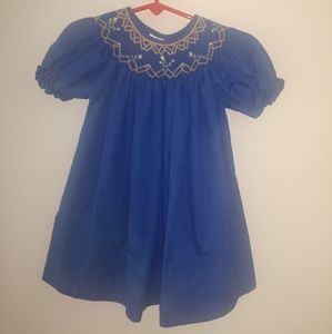 Royal blue smocked bishop dress size 18 months